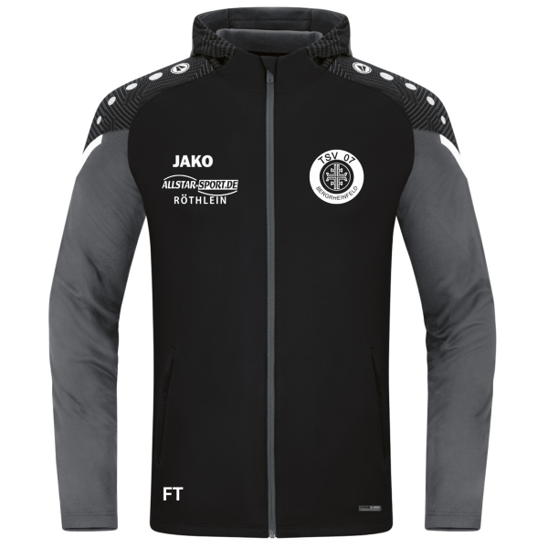 JAKO Kapuzenjacke Performance schwarz mit Vereinslogo und Initialen