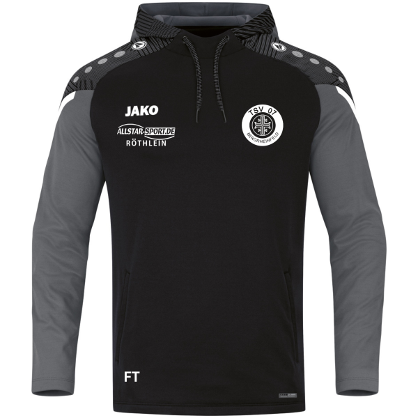 JAKO Kapuzensweat Performance schwarz mit Vereinslogo und Initialen