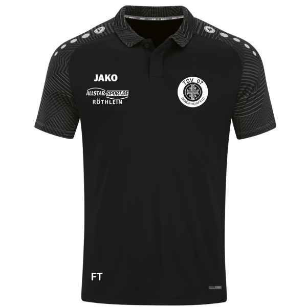 JAKO Polo Performance schwarz mit Vereinslogo und Initialen