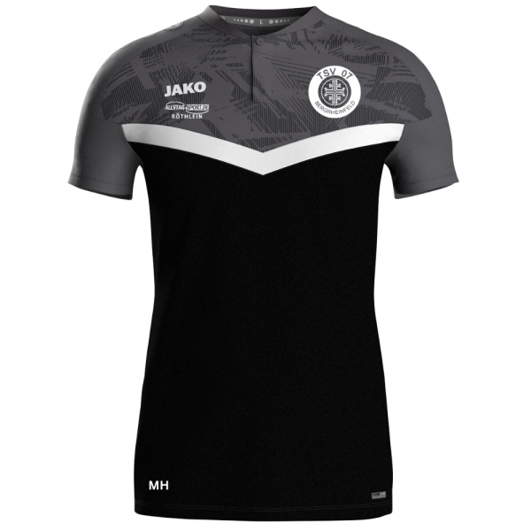 JAKO Polo Performance schwarz mit Vereinslogo und Initialen