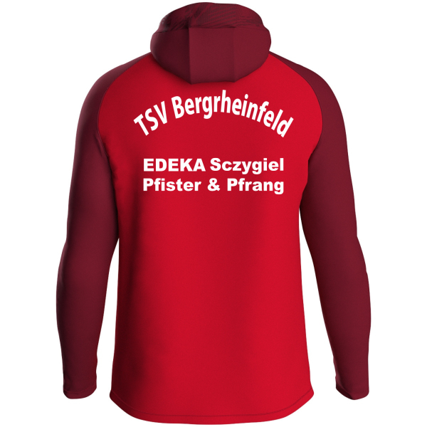 Kapuzenjacke Iconic rot mit Logos und Initialen