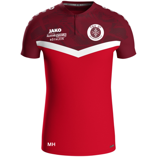 Polo Iconic rot mit Logos und Initialen