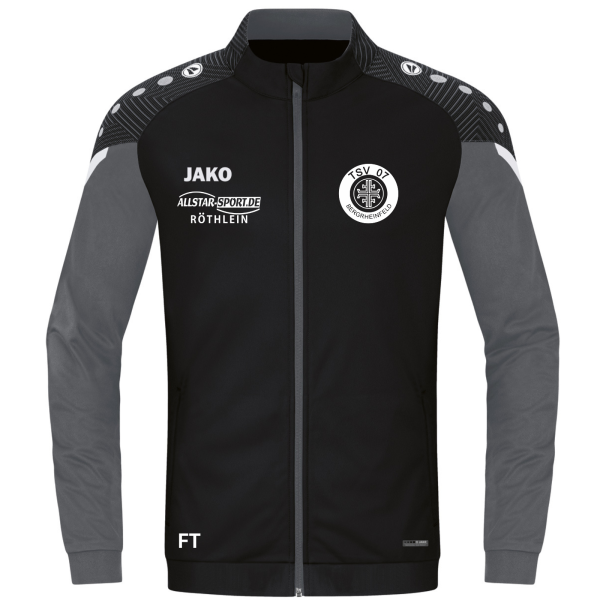 JAKO Polyesterjacke Performance schwarz mit Vereinslogo und Initialen