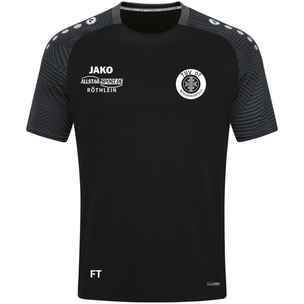 JAKO T-Shirt Performance schwarz mit Vereinslogo und Initialen
